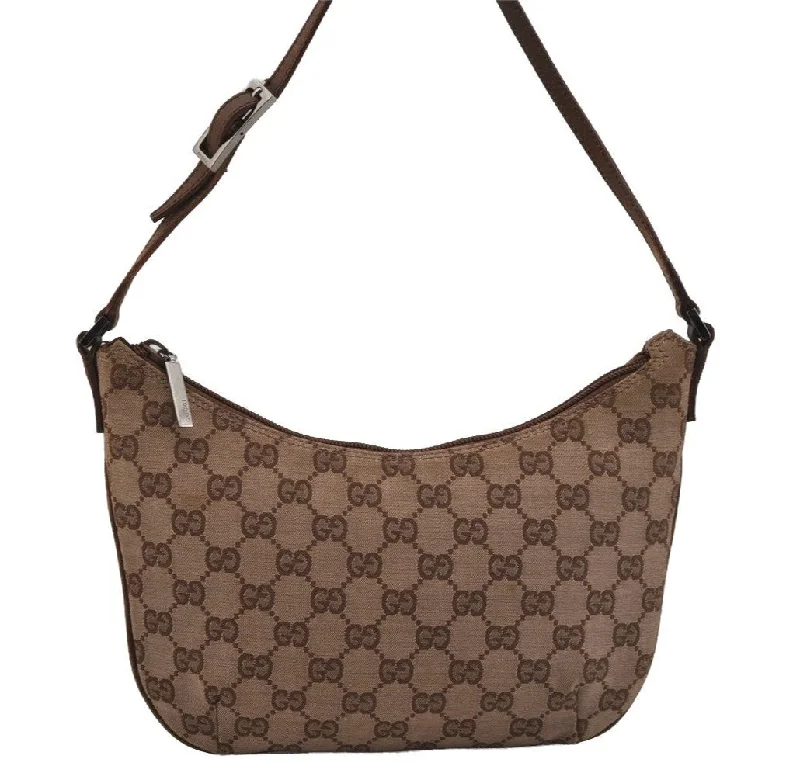 Women Gucci crossbody bags with a woven leather strapAuthentic GUCCI Shoulder Hand Bag Purse GG Canvas Leather 0050813 Brown 0738J