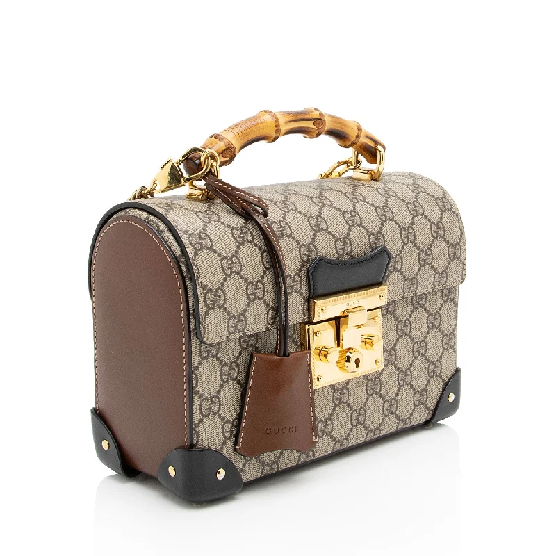 Ladies Gucci shoulder bags with a magnetic - closure flapGucci GG Supreme Bamboo Padlock Top Handle Shoulder Bag (Kwo5hy)