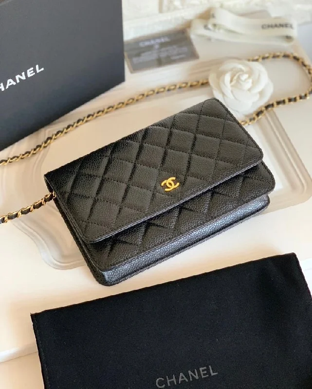 Chanel bags perfect for everyday elegCHANEL CLASSIC WALLET ON CHAIN BLACK CAVIAR, GOLD HARDWARE