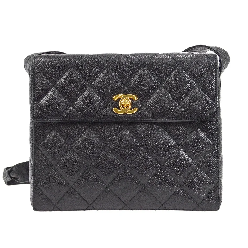 Chanel bags with leather and tweed combinationsCHANEL 1996-1997 Flap Box Shoulder Bag Small Black Caviar