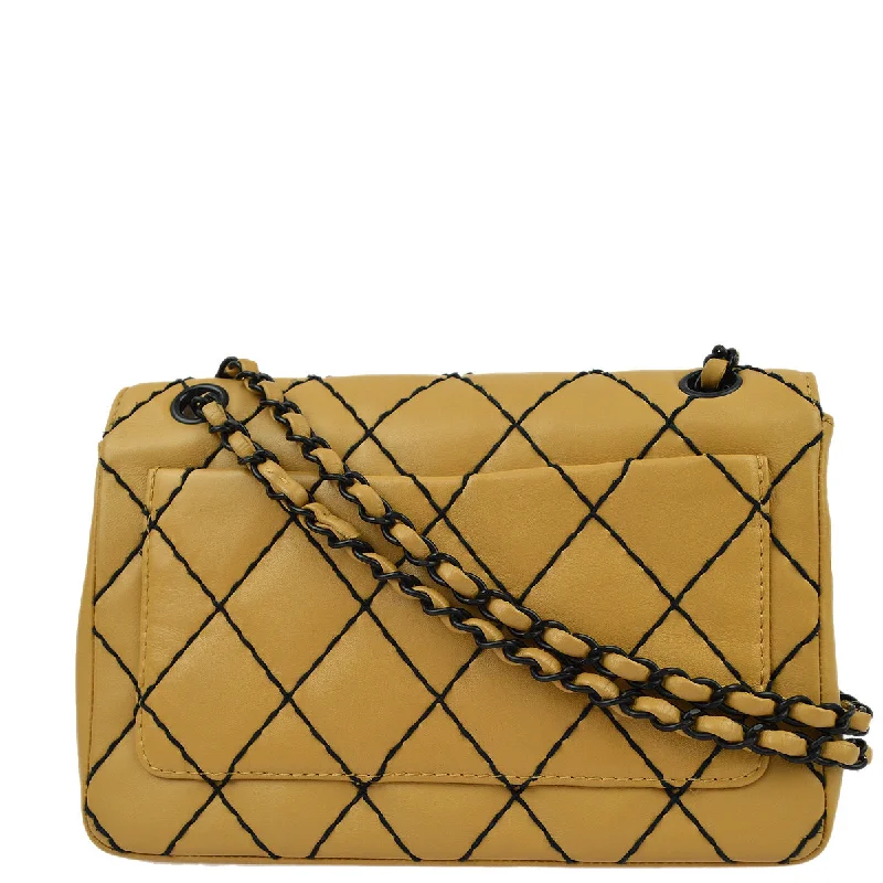 Chanel Quilted Leather Shoulder Bag for FashionistasChanel 2000-2001 Calfskin Medium Wild Stitch Straight Flap Bag