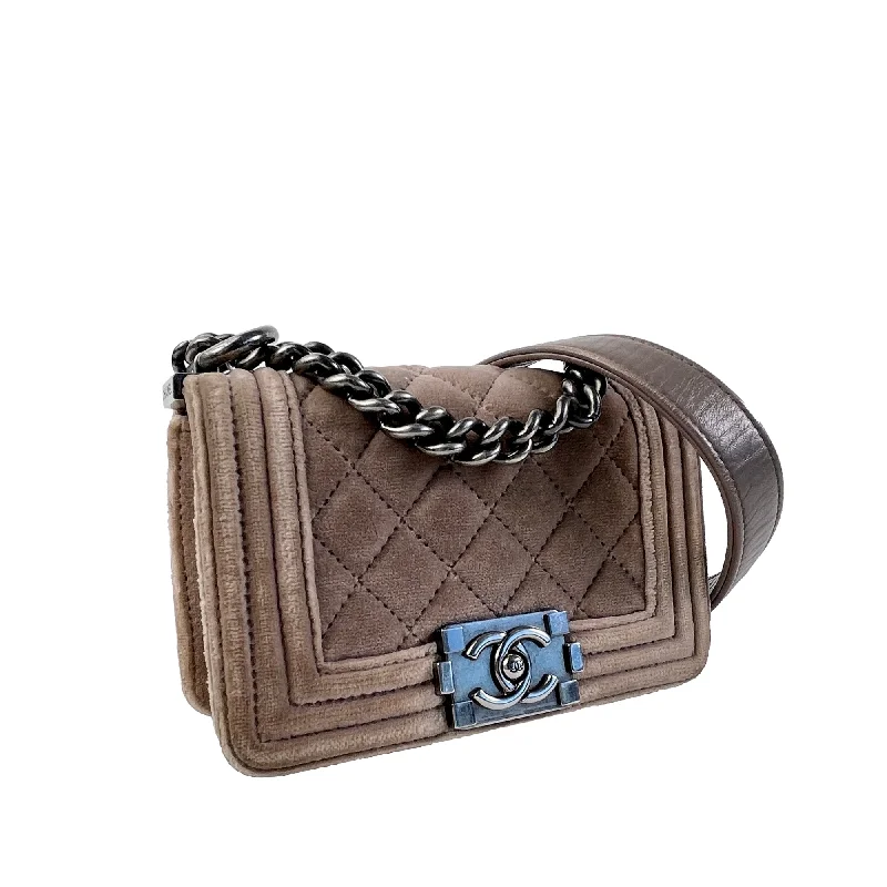 Chanel Limited Edition Handbag for CollectorsChanel Boy Mini Brown Velvet Ruthenium