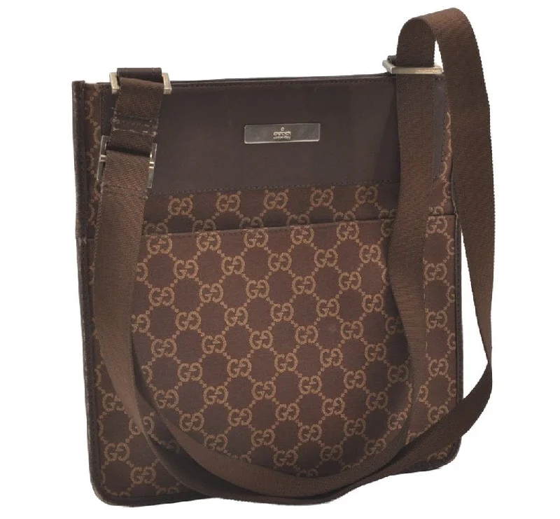 Ladies Gucci handbags with a detachable coin purse insideAuthentic GUCCI Shoulder Cross Body Bag GG Canvas Leather 0190348 Brown 1018J