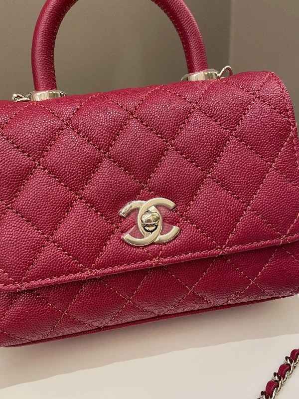 Chanel bags for women with minimalist styleChanel 22K Quilted Coco Handle Mini Lipstick Red Caviar