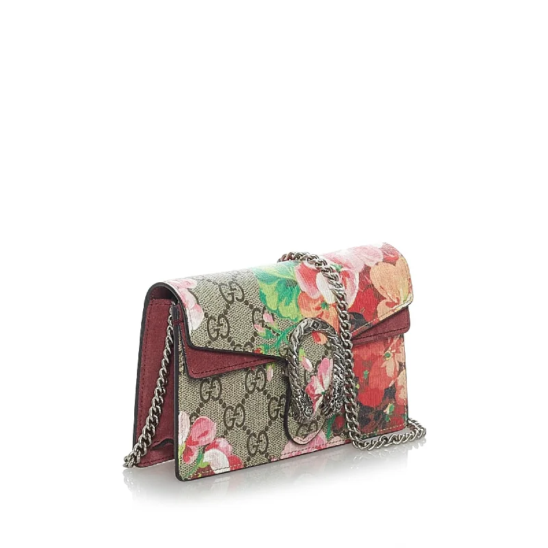 Women Gucci Sylvie bags with a monogram - embossed leatherGucci GG Supreme Blooms Dionysus Mini Crossbody Bag (29893)