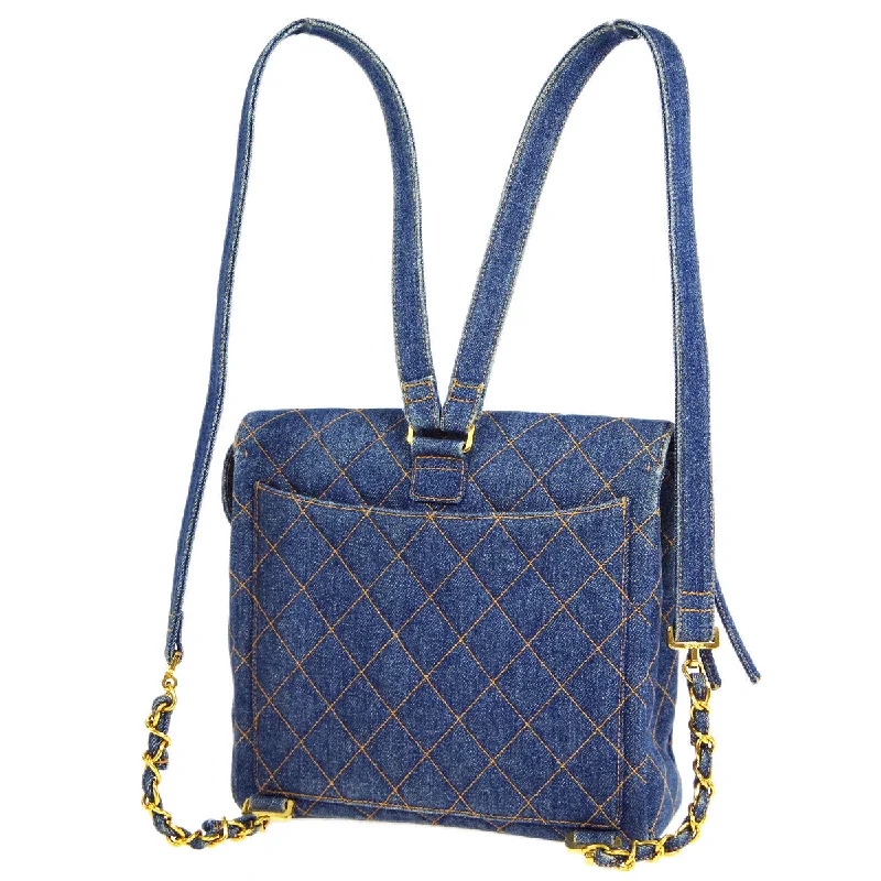 Chanel Quilted Leather Shoulder Bag for FashionistasChanel * 1990s Classic Flap Backpack Medium Denim