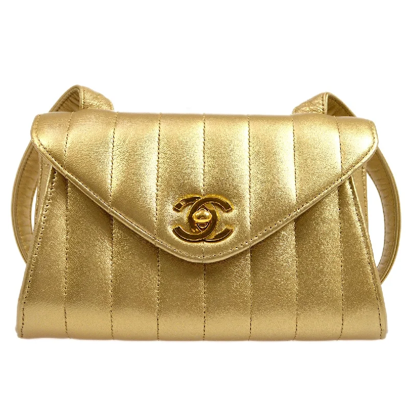 Chanel Vintage Inspired Handbag for Retro LoversCHANEL 1994-1996 Gold Lambskin Vertical Shoulder Bag