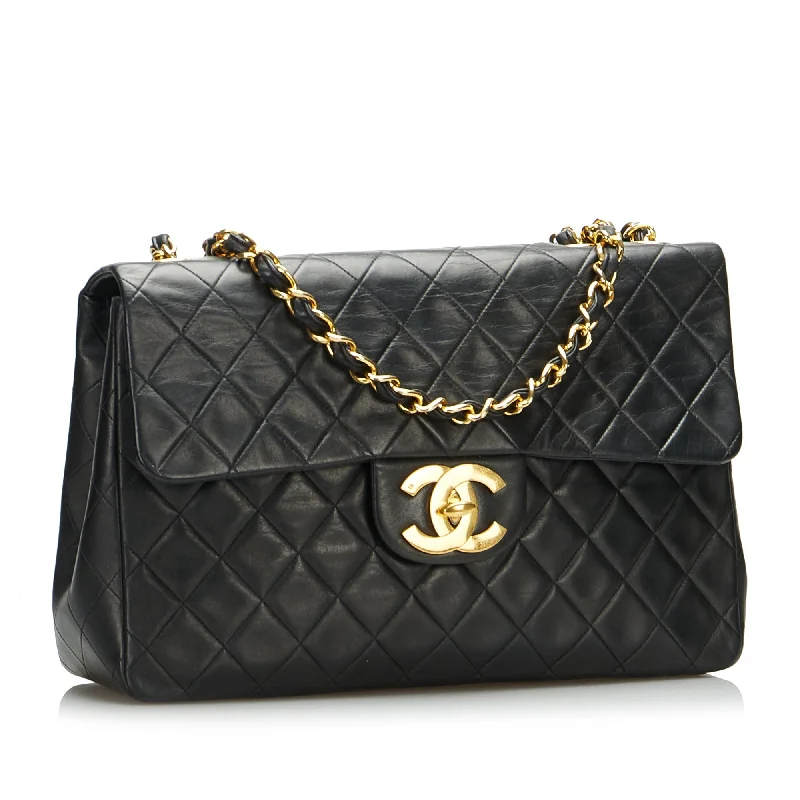 Chanel bags for women with minimalist styleChanel Classic Double Flap Jumbo Black Lambskin Gold