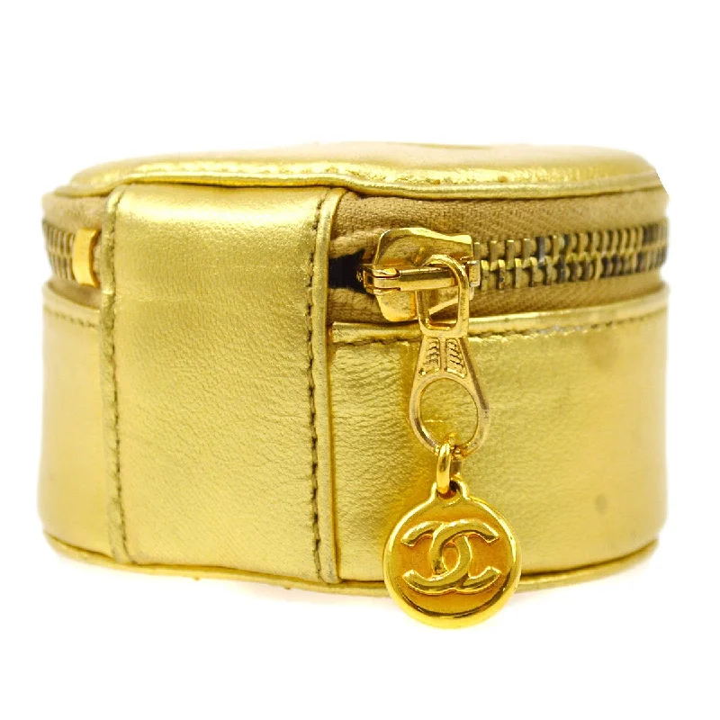 Chanel Classic Flap Bag for Evening PartyCHANEL 1994-1996 Timeless Jewelry Case Gold Lambskin 05991