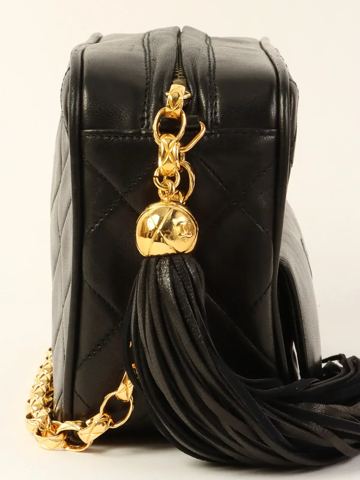 Chanel bags with adjustable chain strapsCHANEL Around 1990 Made Cc Mark Stitch Tassel Bijoux Chain Bag Black