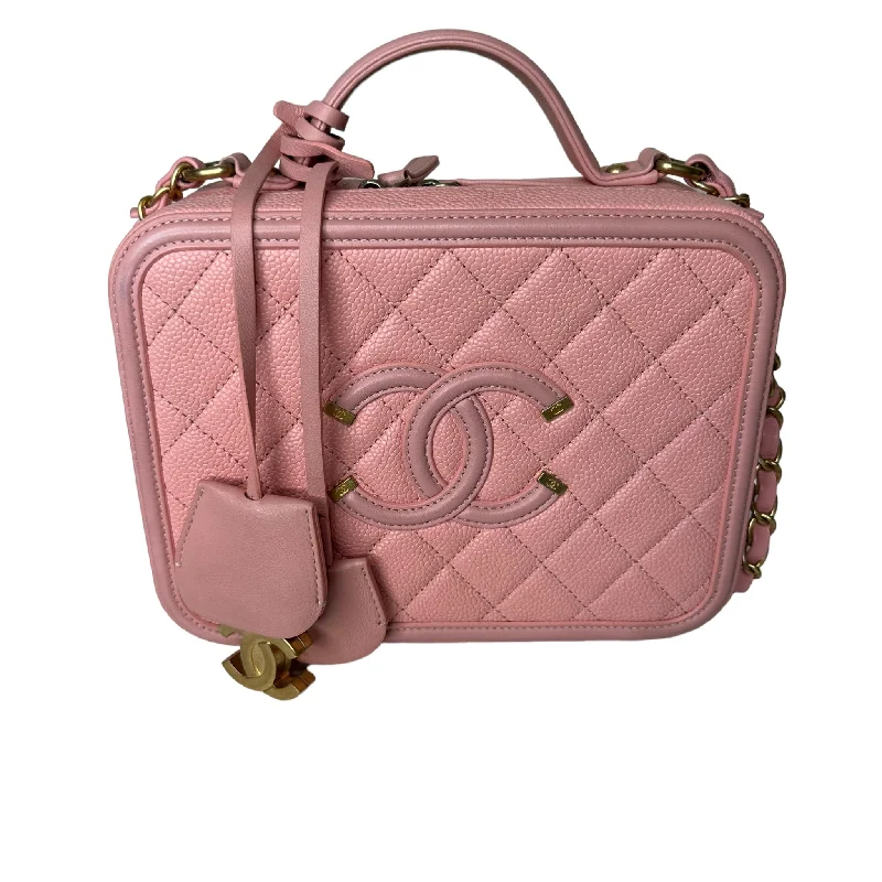 Chanel bags with leather and tweed combinationsChanel Filligree Pink Handbag