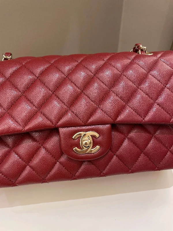 Chanel Chain Strap Handbag for Everyday UseChanel 19B Classic Medium Double Flap Burgundy Wine Caviar