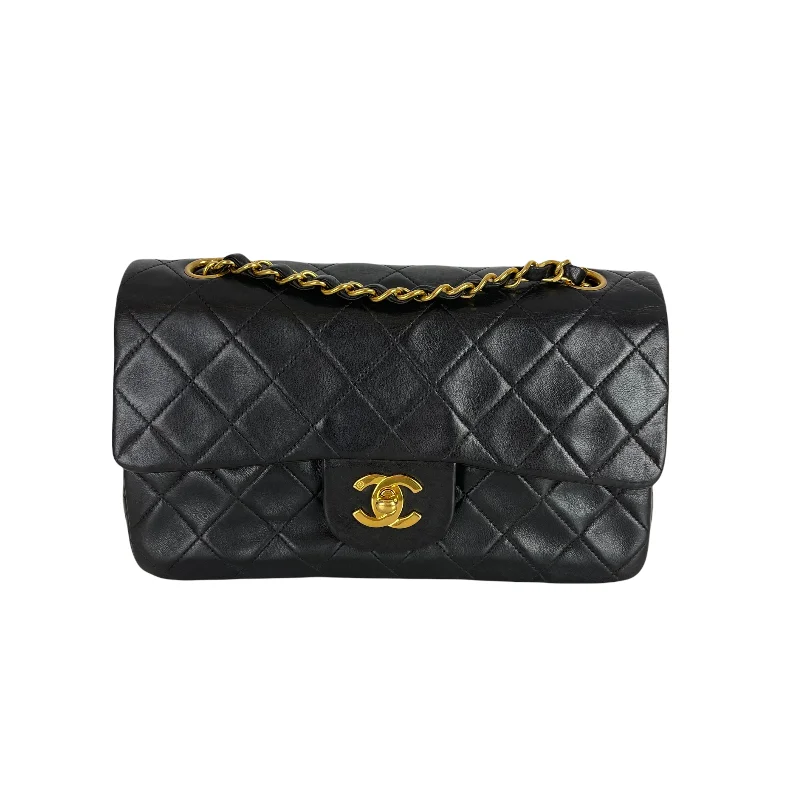 Chanel bags with adjustable chain strapsVintage Classic Double Flap Lambskin Small Black GHW