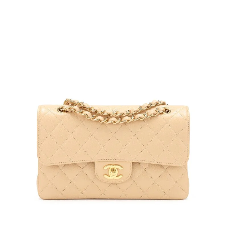 Chanel bags for women who love timeless fashionChanel Beige Clair Quilted Caviar Small Classic Double Flap Gold Hardware, 2021