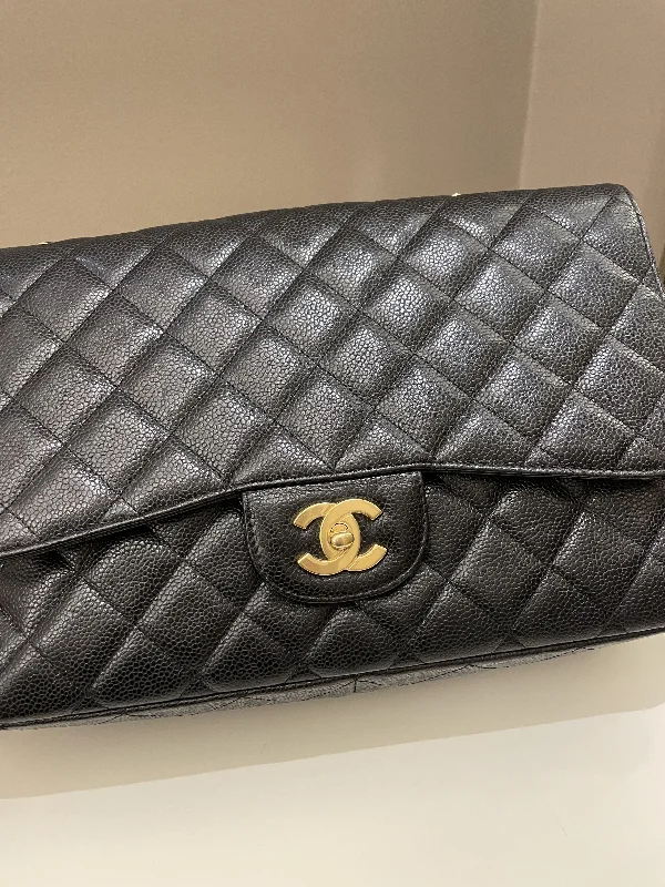 Chanel leather bags for everydChanel Classic Quilted Jumbo Single Flap Black Caviar