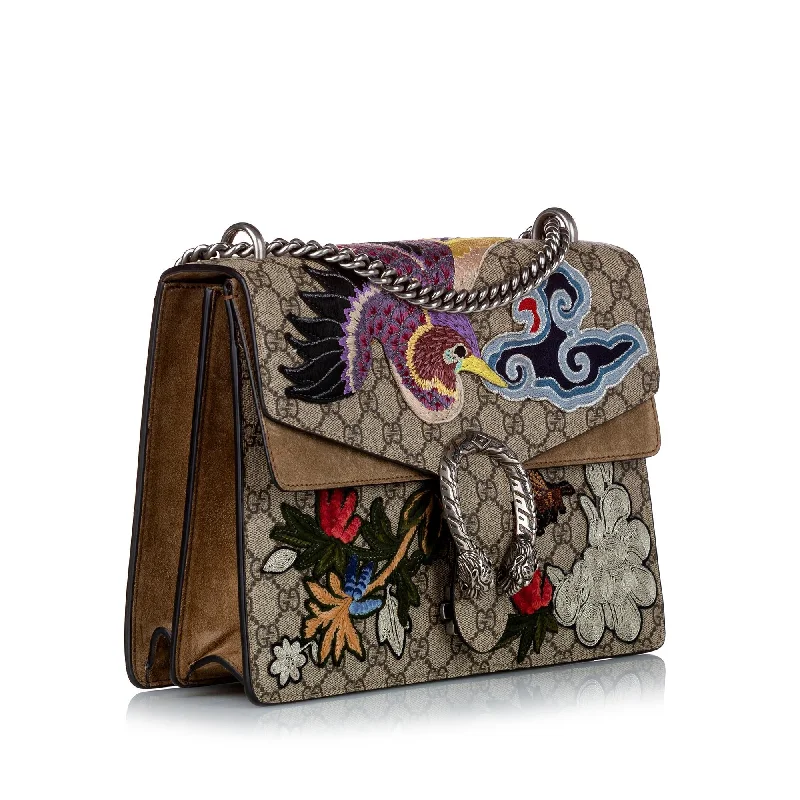 Women Gucci Sylvie bags with a leather - wrapped handleGucci GG Supreme Bird Dionysus Shoulder Bag (29624)