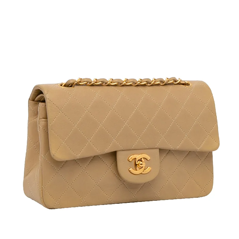 Chanel bags with chain and leather strap combinationsChanel Classic Double Flap Small Beige Lambskin Gold