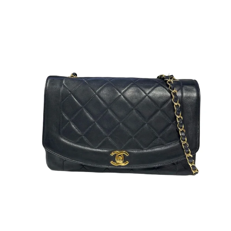 Chanel bags with chain and leather strap combinationsMedium Diana Lambskin Black GHW