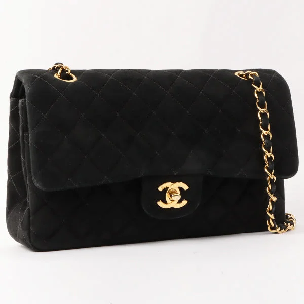 Chanel Lightweight Handbag for Daily ErrandsChanel Around 1997 Made Suede Classic Flap Chain Bag 25Cm Black