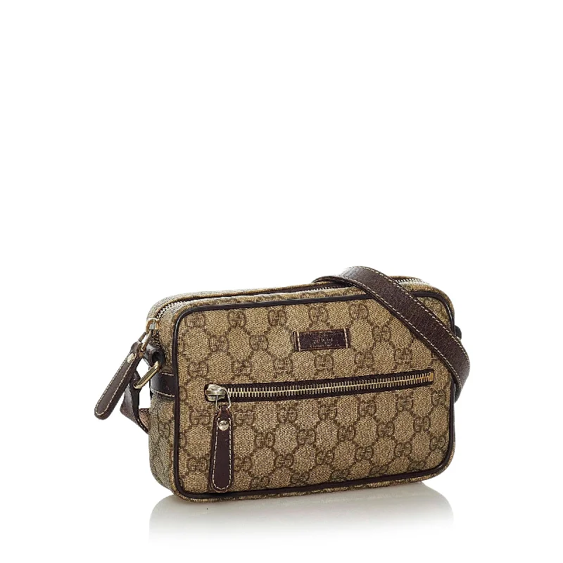 Women Gucci Sylvie bags featuring the signature web stripeGucci GG Supreme Crossbody Bag (28657)