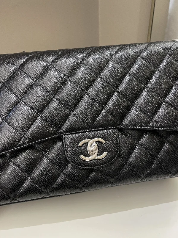 Chanel bags with the perfect balance of luxury and functionalityChanel Classic Quilted Jumbo Single Flap Black Caviar