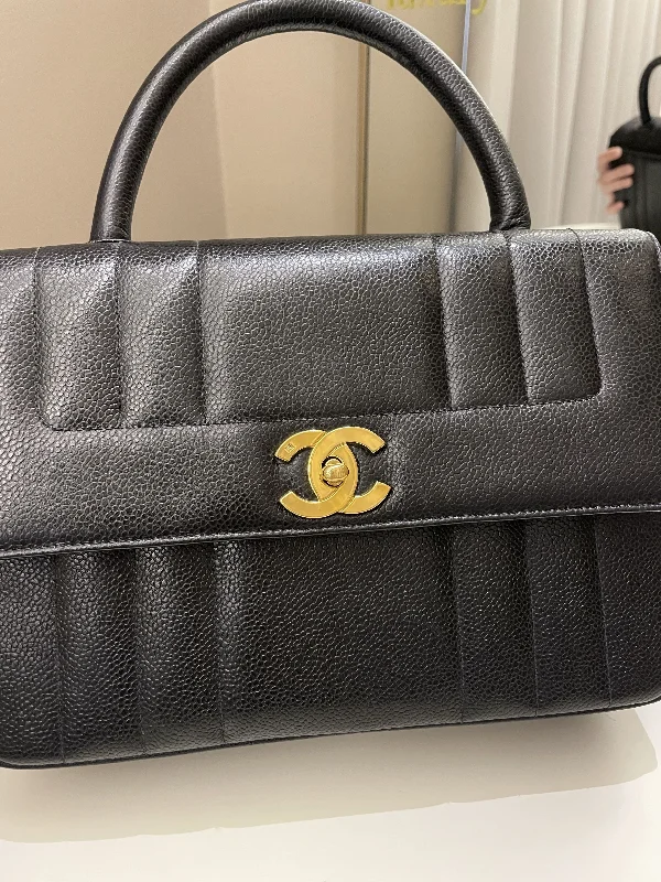 Chanel Luxury Handbag for High - End EventsChanel Vertical Quilted Top Handle  Black Caviar