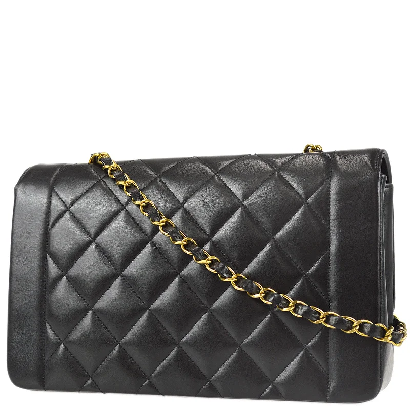 Chanel Chain Strap Handbag for Everyday UseChanel 1994-1996 Medium Diana Chain Shoulder Bag Black Lambskin