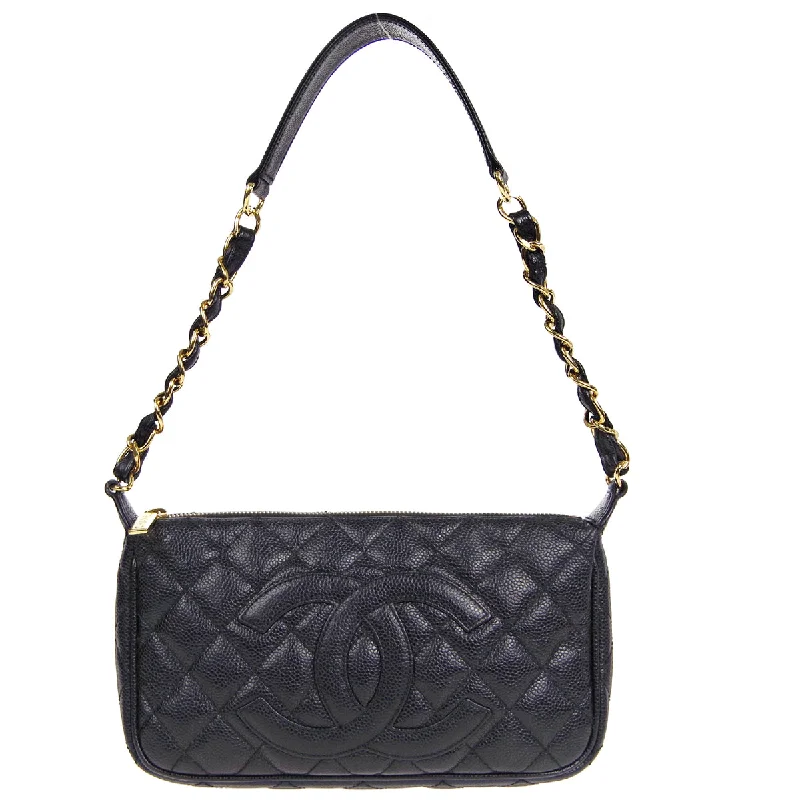 Chanel bags for women with a taste for high fashionCHANEL 2001-2003 Shoulder Bag Black Caviar