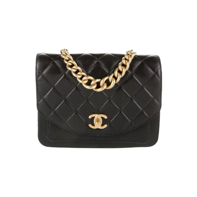 Chanel Handbag with Adjustable Strap for ComfortChain Handle Flap Bag Lambskin Caviar Black GHW