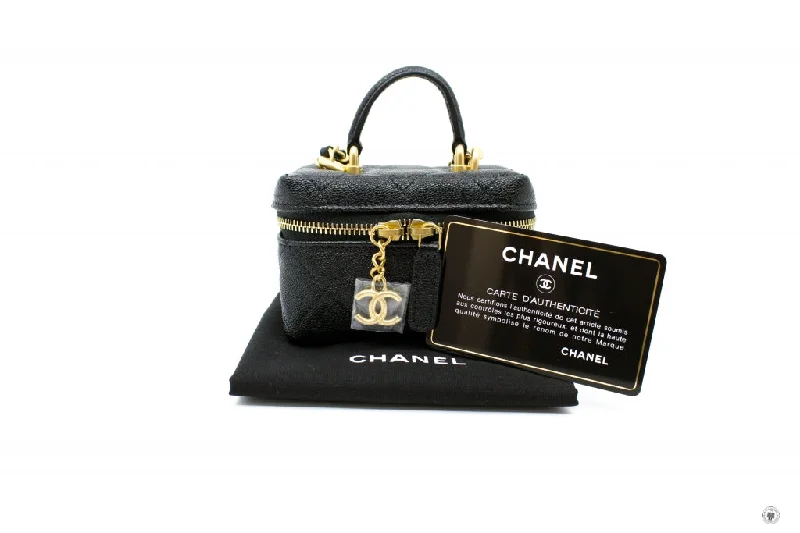 Chanel bags with exclusive seasonal designs and materialsChanel AP2194 B05722 Small Vanity With Chain Black   94305 Caviar Shoulder Bags Gbhw