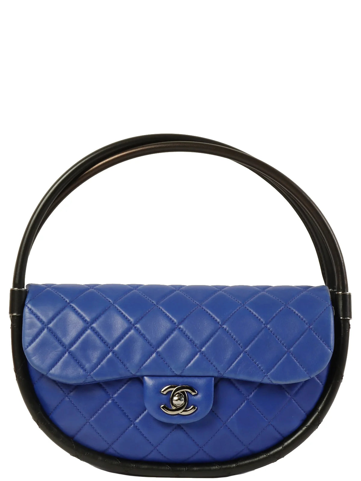 Chanel Designer Handbag with Unique DesignCHANEL Around 2014 Made Hula Hoop Top Handle Bag Blue/Black