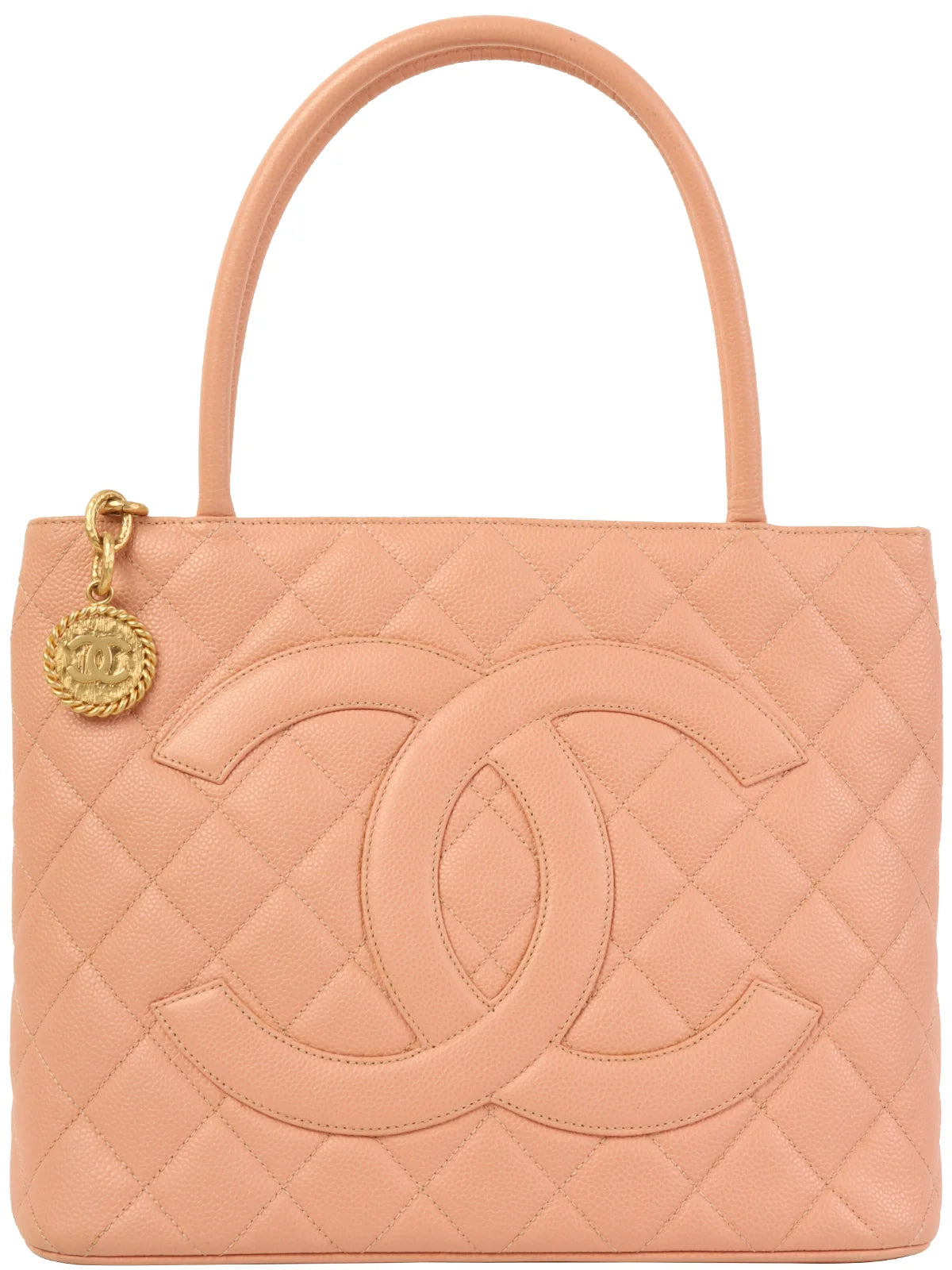 Chanel Designer Handbag with Unique DesignCHANEL Around 2000 Made Caviar Skin Cc Mark Stitch Revival Tote Bag Pink