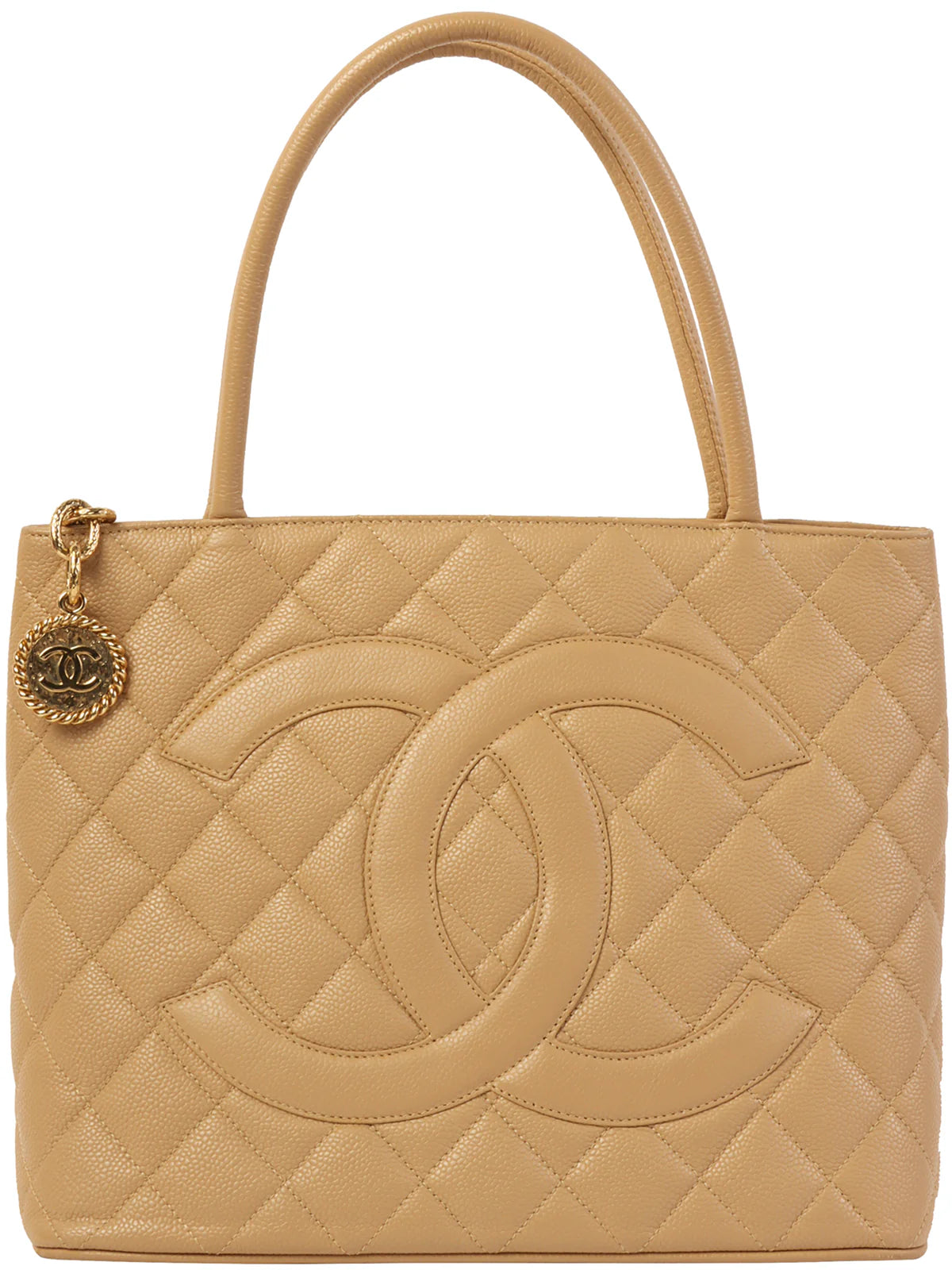 Chanel bags that pair perfectly with any outfitCHANEL Around 2007 Caviar Skin Cc Mark Stitch Revival Tote Bag Beige